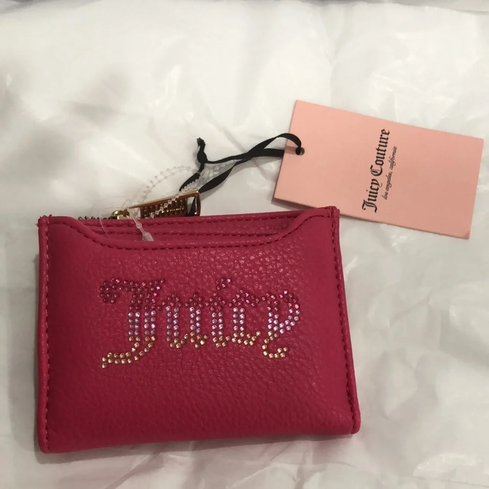 Juicy Couture pink flash breaking the rules bifold wallet with pullout card case